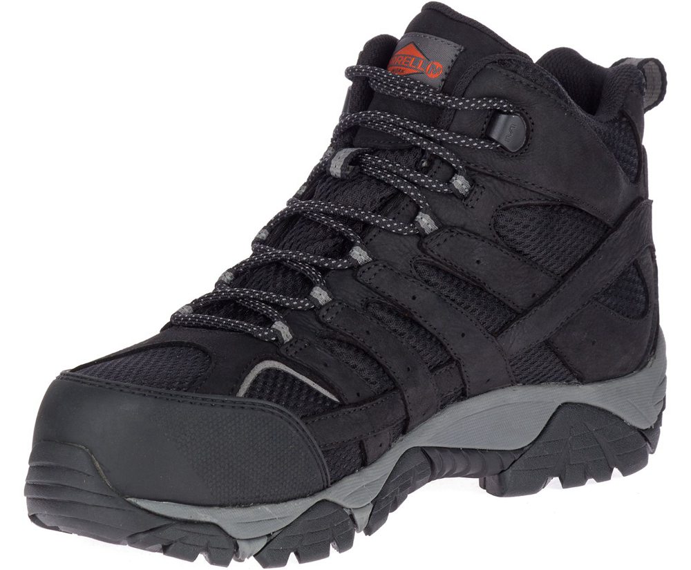 Merrell Boots Black - Moab Vertex Mid Waterproof Comp Toe Wide Width - Mens 64IHDSFJG